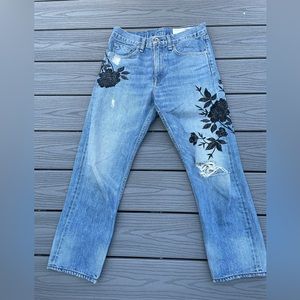 Rag & bone floral embroidered jeans